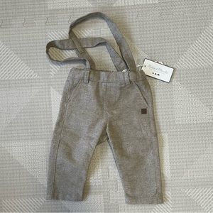 Tartine et Chocolat Beige Trousers with Braces Sz 6 months